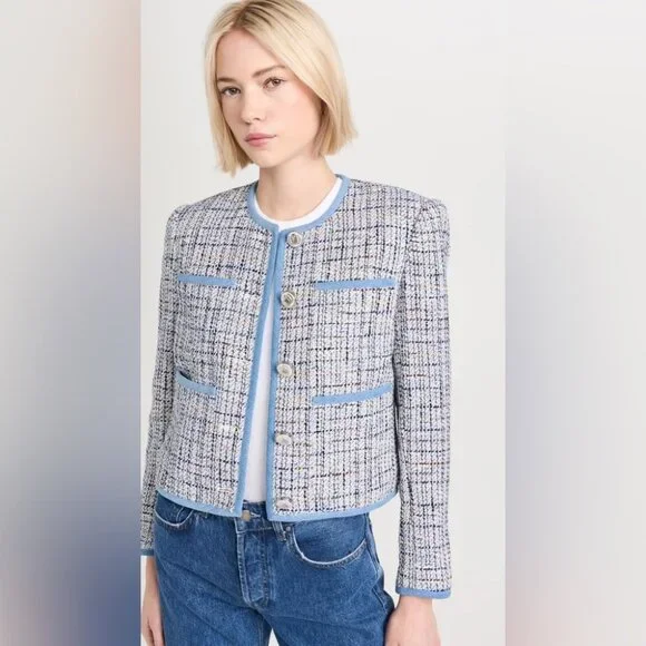NEW Veronica Beard Darla Tweed Lady Jacket Blazer in Blue Multi | size 4 - Picture 1 of 14